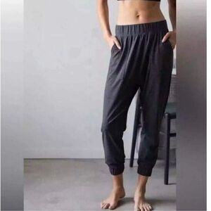 Lunya Restore Thermal Waffle Knit Draped Lounge Joggers Dark Gray NEW